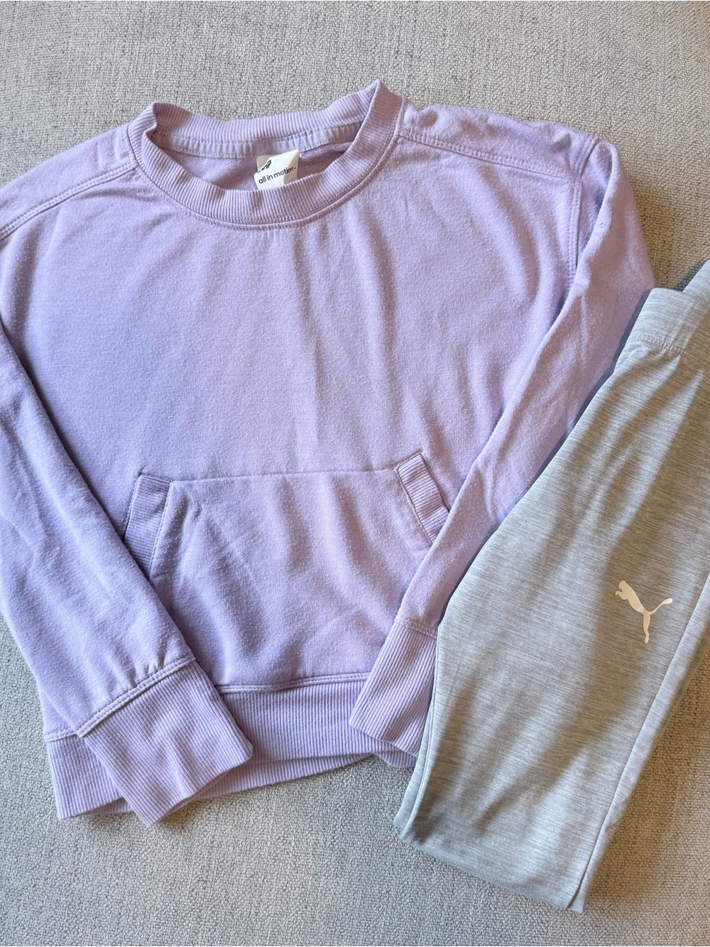 all in motion Girls’ Lavender Pullover with Puma Gray Leggings